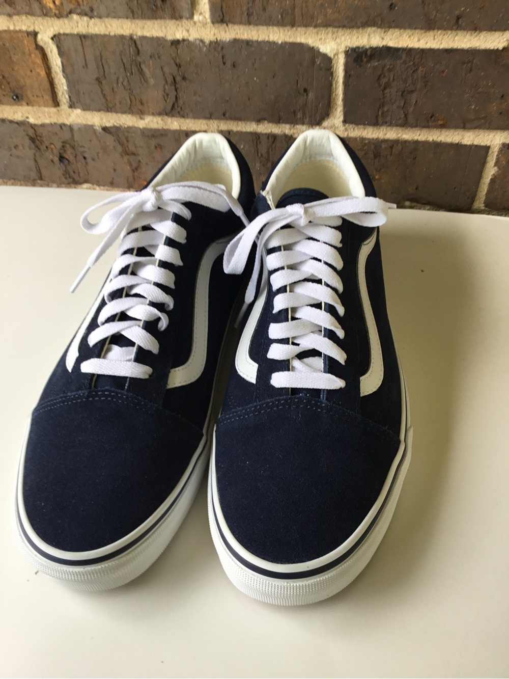 Vans Navy and White Old Skool Low-Top Sneakers